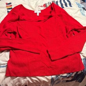 Sofia by Sofia Vergara Vibrant Red Ribbed Top